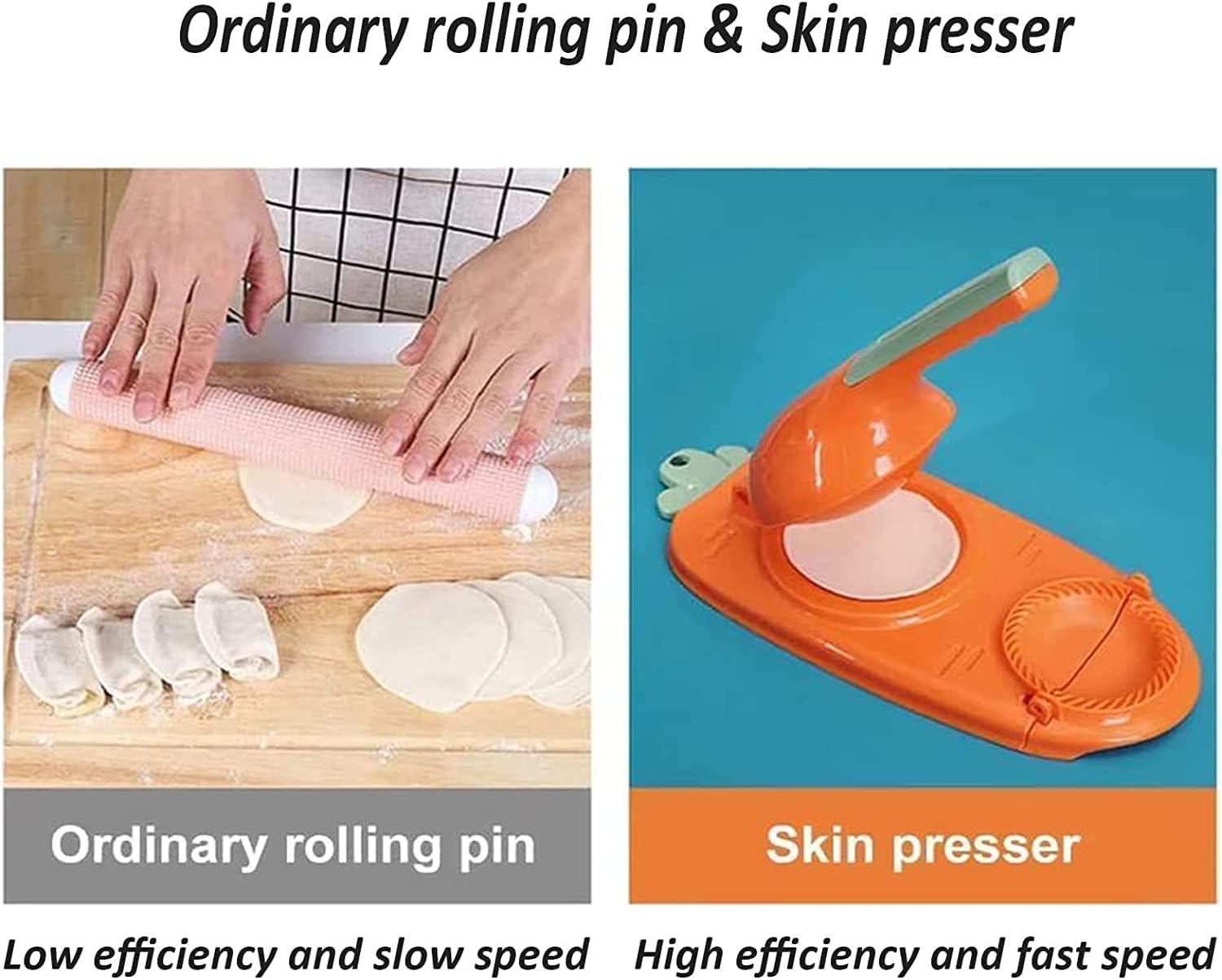 2 In 1 Portable Press Dumpling Skin Maker Machine(Orange)