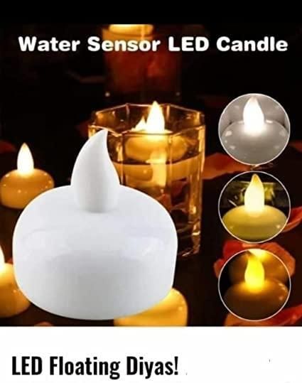 �Floating Tealight Water Sensor Battery Operated Waterproof LED Flame less Flickering Lights Candles (Pack of 10)