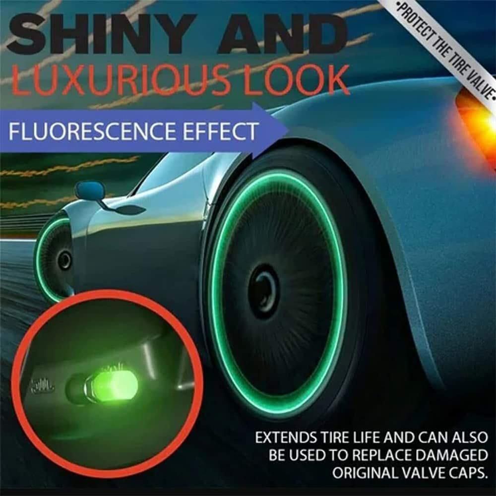 Universal Fluorescent Car Tire Valve Caps (Pack of 4)